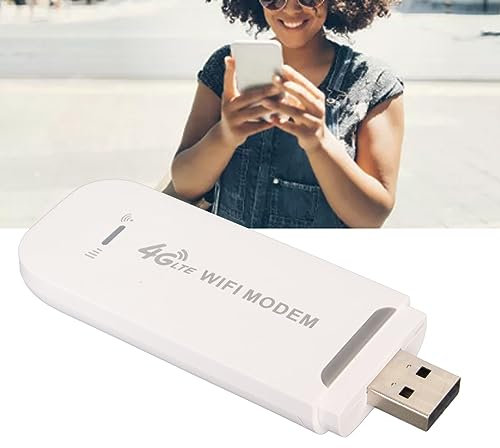 4G WLAN Router, USB WLAN Hotspot Mobiler WiFi mit SIM-Kartensteckplatz Surfstick Unterstützt 10 Geräteverbindungen 150 Mbit/s LTE Surfstick USB Surfstick (White)