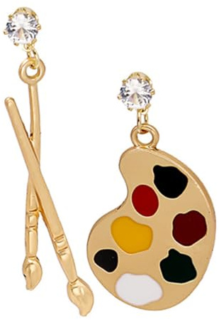 Gatuida Boucles Oreilles Artistiques Femme avec Pinceau et Palette Légères Pendantes Originales Bijoux Vintage pour Artistes et Étudiants Art Accessoires Mode Hippie