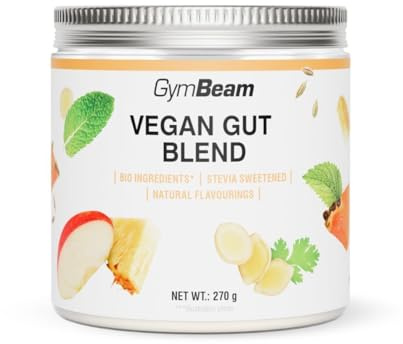GymBeam Vegan Gut Blend - Miscela Probiotica Completa, 11 Ingredienti Funzionali con 8 Ceppi Probiotici (CFU), Inulina, Fibra di Mela e Finocchio, Bevanda Vegana, 270 g