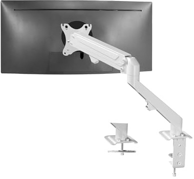 VIVO Heavy Duty Aluminum Monitor Tension Arm Premium Desk Mount Stand, Up to 27 inch Screens, White, STAND-V101OW