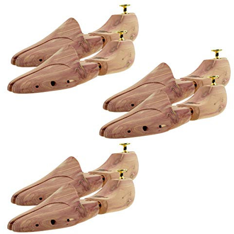 Sneakerprofi Schuhspanner aus Zedernholz Echtholz für Damen und Herren mit Doppelfeder Optimale Passform und Ventilation 3 Paar, Schuhspanner:42/43