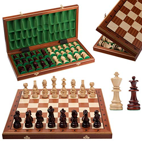 Riesig Tournament Schach Spiel Set NO. 7 | Master Of Chess | Edles Schachbrett Groß 50cm | Mahagoni und Sykomore Schachspiel Holz Hochwertig - Staunton Chess Set für Alle
