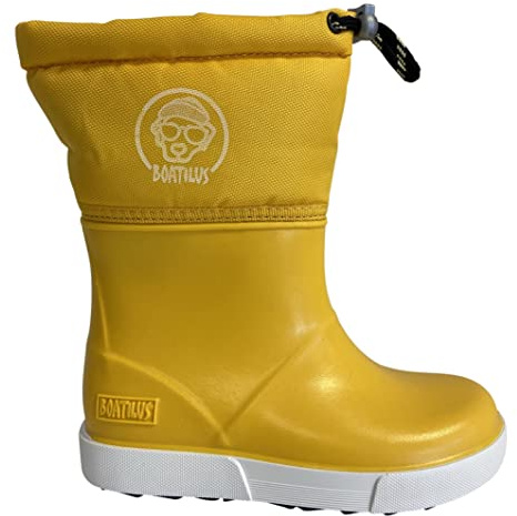 BOATILUS Stivali Foderati Eco-Friendly PENGUY-B Unisex per Bambino, Stivali da Pioggia, Fodera Calda - Giallo tg.32/33