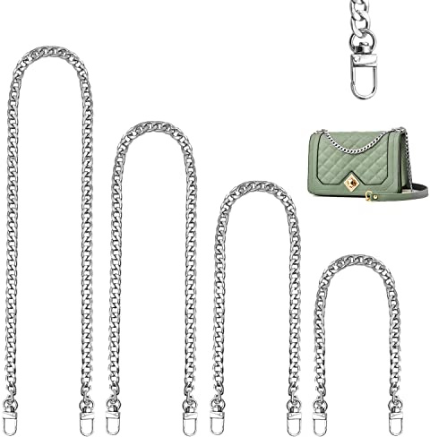 Cadena para Bolsos - 4 Piezas Correas de Metal Con Hebilla de Langosta, Repuesto para Bolsa de Hombro (Plata)