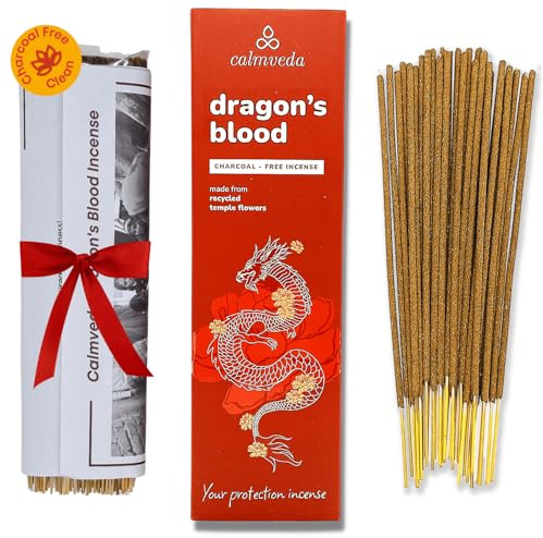 Incienso Sangre de Drago Perú - (80 inciensos) Sin Carbon Incienso Natural sin toxicos, Flor Reciclada | Notas Dulces, Ámbar Picantes | Dragons Blood Incienso para Limpiar la casa de Malas energia
