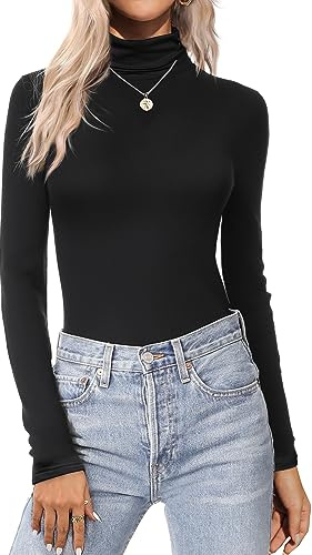 Ekouaer Haut Thermique Femme col Roulé Maillot de Corps à Manches Longues sous-Vêtements Automne Hiver Chaud, S-XXL