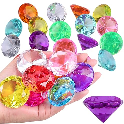Ezydka 30 Stück Edelsteine für Kinder 30mm Diamanten Kinder, Acryl Diamanten Deko Bunt, Edelsteine Kinder Groß Spiel Diamanten für Vasen, Tischdeko, Party Mitgebsel, Hochzeit