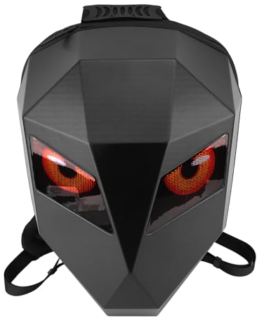 Aramox Motorrad-LED-Rucksack, Wasserdicht, Hartschale, Cooles Design, Ideal für Reisen, Camping, Radfahren