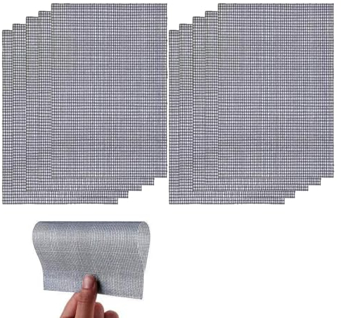 Fadbuds 10 pièces Patchs de Réparation pour Moustiquaire, Grille Grillage Métallique Filtre Anti Insecte Mesh Maille Anti-Moustique Tissu Adhésif en Fibre de Verre pour Portes Fenêtres (130 x 180 mm)