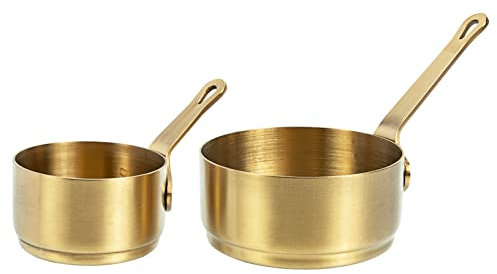 PAMINGONO Elegante Saucentasse mit Griff 2er-Pack Gewürzschüssel aus Edelstahl für westliches Lebensmitteldekor