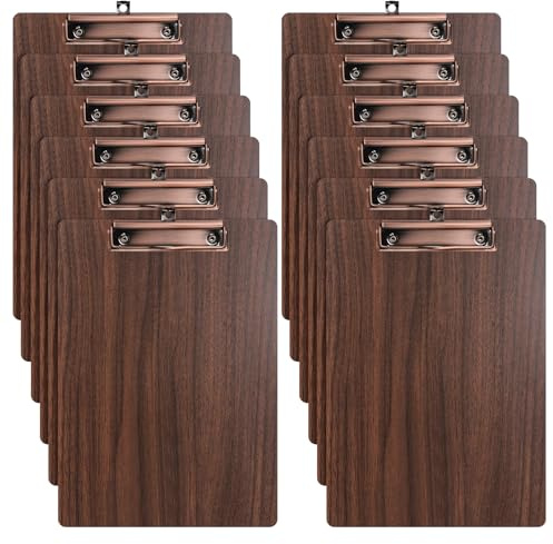SOYIRI Porte-Blocs A4 en Bois,12 Pièces Planchettes à Pince Avec Clip, Clipboard Porte-Formulaires