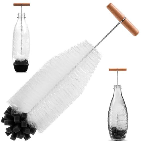 PIKABOOM Spazzola per Bottiglie Sodastream: 35cm, Efficace per Vetro e plastica, con Spugna Protettiva e setole dure.