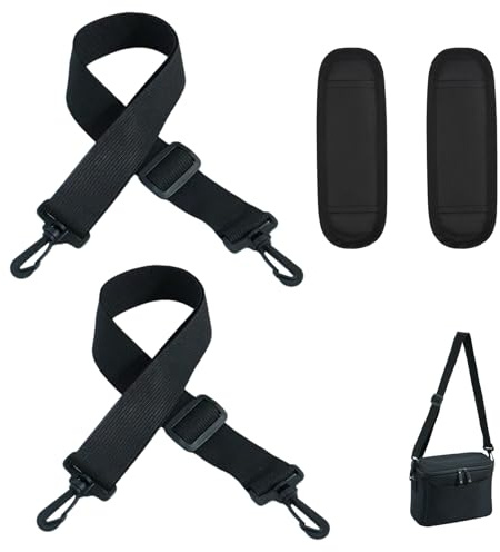 Set di 2 Tracolle Regolabili Universali in Nylon con 2 Spallacci e Moschettoni, Tracolla di Ricambio per Borse, Borse per Computer e Fotografiche, Resistente e Confortevole, Lunghezza 75-130 cm