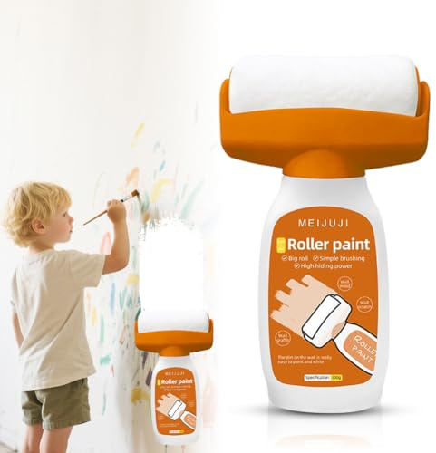 Peelanmall Peinture murale blanche de retouche, rouleau de retouche, 500 g, gomme murale pour murs blancs, graffiti, rayures, taches, fissures (emballage orange)