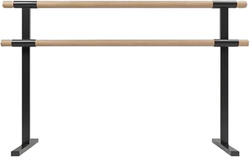 Barre de ballet double portable en bois réglable pour usage domestique - Hauteur de 1 m (3,28 pi), idéale pour la pratique de la danse, le fitness et les étirements - Couleur noire (Noir 2 m/6,56