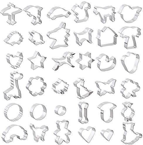 GWHOLE 36tlg Ausstechformen Edelstahl Ausstecher Set Plätzchenformen für Keks, Plätzchen, Tortendekorationen