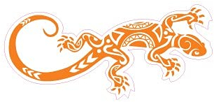 salamandre maori Lizard logo 652 autocollant sticker - Taille : 12 cm - Couleur : orange
