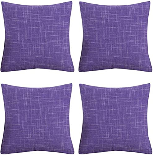 4er Set Dekorative Kissenbezüge 40x40cm Lila Volltonfarbe Kissenbezug Zierkissenbezug Samt Quadratischer Unsichtbarem Reißverschluss Doppelseitiger Druck Kissenhülle für Couch Sofa Outdoor