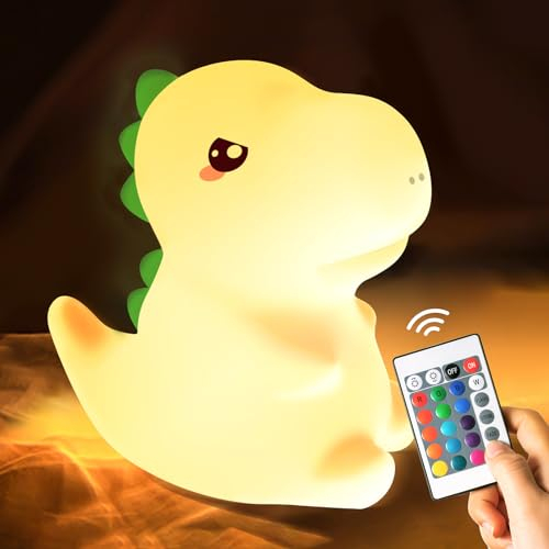 One Fire Dinosaurs Toys Night Light Kids, Remote 16 Colors Baby Night Light Newborn, Dimmable Dinosaur Lights for Bedroom Decor, Rechargeable lamp for Bedroom, Remote Control Dinosaur Toy Cute Stuff