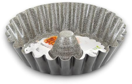 KORAT Stampo Da Forno In Alluminio Ruoto Forma Baba' Con Cono Centrale Ruoto Tradizionale per Casatiello Napoletano Dolce e Salato Rivestimento Effetto Pietra, Torta di Pasqua, Ruoto Dolci (32 cm)