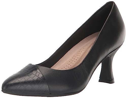 Clarks Zapatos de tacón Kataleyna Rose para Mujer, Negro (Black Croc Print Leather), 8