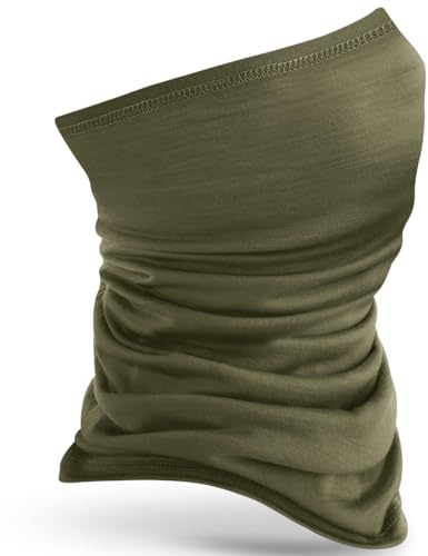 Merino Wool Multi-Purpose Headwear - Breathable, Quick-Drying, Anti-Bacterial, and Odor Resistant - Available in Black, Military Green, and Steel Blue (Green)