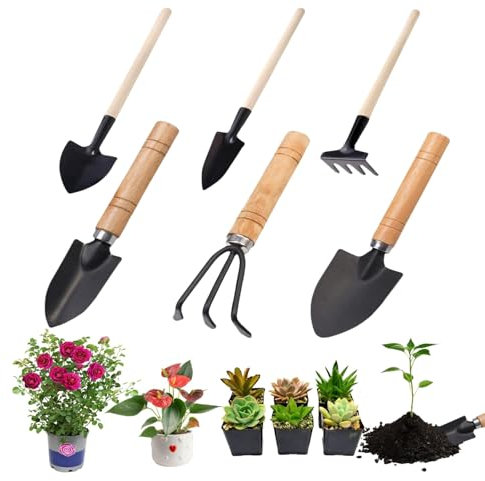 Juego de Herramientas de Jardín Pequeño, 6 Piezas Mini Pala de Jardín Mini Pala de Herramientas de Jardín para Utensilios de Jardín como Flores, Plantas, Trasplante y Bonsái
