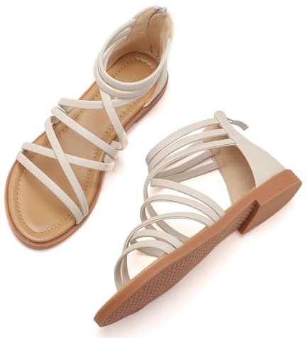 Galindopia PlaSangle En Tpy Gladiateur Sandales Pour Femme Daughter L'été Plage Chaussures Confort Cushion Padded Dressy Bout Ouvert Cage Sandales Beige Size 37