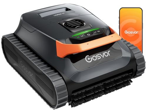 Gosvor (Nuovo 2026) Robot Piscina Limpiafondos y Paredes, Doble Filtración, Planificación Inteligente Rutas, 5 Modos, Control App, 200Min Autonomía, Línea Agua y Zona Poco Profunda,Gris Naranja