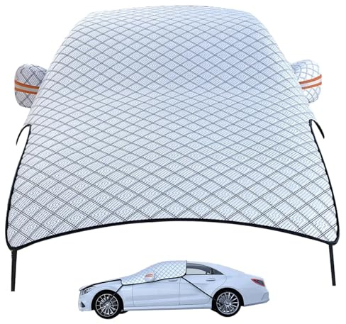 Copertura per parabrezza per auto per ghiaccio e neve, cofano per auto allungato e copertura per neve per parabrezza con cinghia di sicurezza, coperture protettive per spessore del veicolo per camion