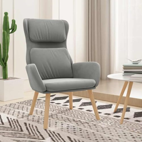 Mimdixy Poltrona relax, poltrona lounge, poltrona per TV, poltrona reclinabile, per soggiorno, poltrona relax, grigio chiaro, velluto per casa, studio, stile moderno
