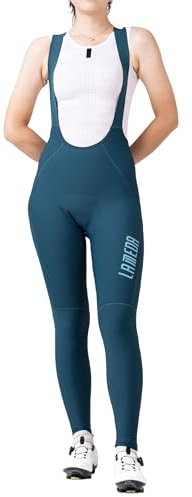 LAMEDA Culote Largo con Tirantes para Mujer Ciclismo,Pantalones Cicismo Tejido Elástico Transpirable, Secado Rápido, Badana Acolchada, Ideal para Entretiempo 719blue-M
