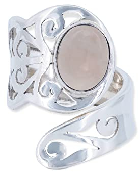 Ring 925 Silber Rosenquarz rosa Stein größenverstellbar Edelstein echt Silber Damen Sterling Silber Geschenk (MRV-063-07)