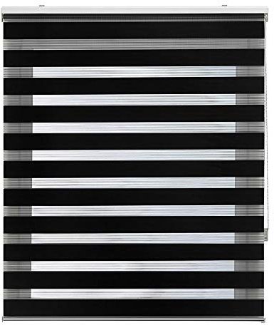 Estoralis - Shae - Estor Enrollable Doble Tejido, Noche y día, Negro, 170 x 250 cm