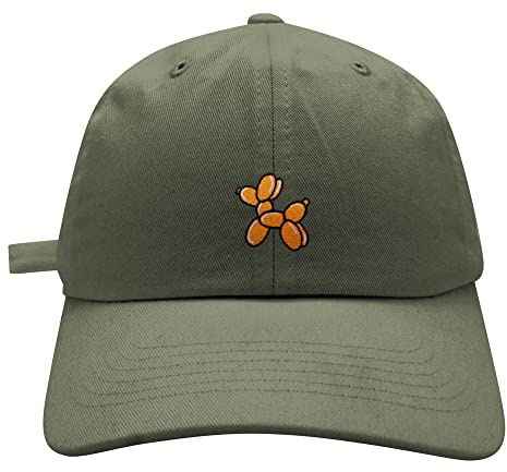 JPAK Balloon Dog Baseball Cap Embroidered Cotton Dad Hat - Fun Bar Ballon Olive Green
