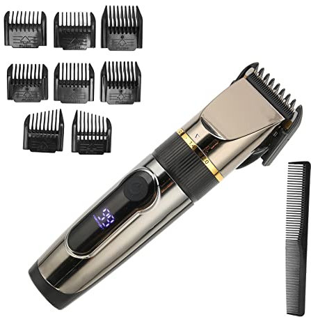 Cortadora de Cabello, USB LCD Impermeable Cortadora de Cabello para Hombres Kit de Aseo con Batería de Litio de 2200 MAh, Cortadora de Cabello Eléctrica Inalámbrica Recargable para Barba, Cara, Nariz