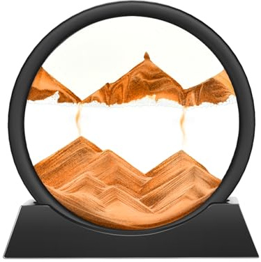 Wai Danie Sandbilder vid vridning, 3D-sandkonst i djuphav, flödande sandmålning, sandbild, presenter, timglas, dekoration, estetisk, för kontor, vardagsrum, skrivbord, vuxna, barn (guld, 18 cm)