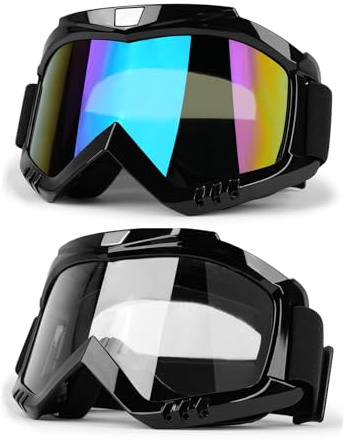 LMAVAG Dirt Bike ATV Goggles 2 Pack Motorcycle Gear for Men Women Motocross Bike Riding Offroad Helmet Ski Glasses UV400 Anti-Fog Scratch Dustproof Adult Youth Kids（Color+Clear）