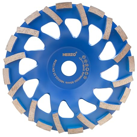HERZO Diamant Schleiftopf 180mm x 22,23mm Topfscheibe 125 für Beton, Naturstein, Fliesenkleber, Granit