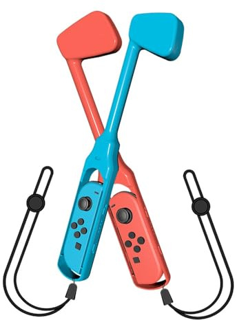 Vomeko Golfklubbor 2-pack För Nintendo Switch J Oy-Con - Förbättra Din Mario Golf Super Sprint-upplevelse Med Dessa Controller Grip-tillbehör Som Kommer Med Ett Golfspel Med Handledsrem(蓝红)