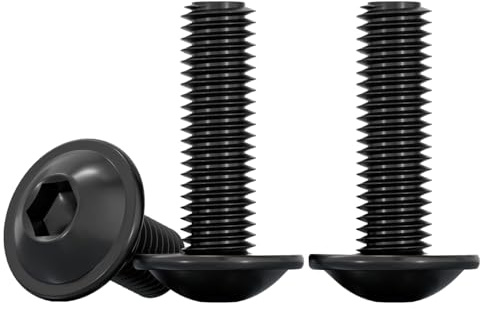 Drenky Viti A Macchina Con Flangia M6x20mm Nero Viti A Testa Bombata Con Esagono Incassato E Flangia 20 Pezzi Acciaio Inox A2 V2A Completamente Filettate, Elevata Durezza