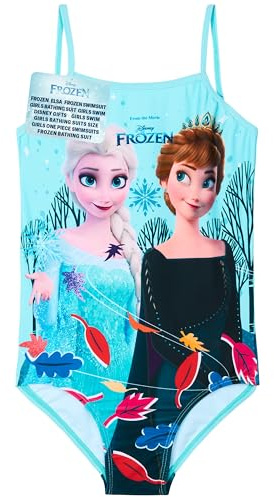 Get Trend Disney Frozen Girls Swimming Costume Toddlers Elsa One Piece Stretchy Swimsuit Comfy Straps Swimwear for Beach Pool Swimming Holiday Essentials (7-8 Years, Blue Frozen)