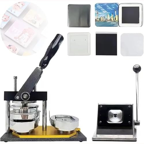 QYOEGSQ Badge Press,Fridge Magnet Button Badge Making,50 * 50mm Professional Metal Badge Maker, with Paper Cutter&100pcs Component, for DIY Badge Making Machine