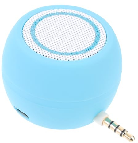 FELTECHELECTR Plug in Mini Speaker with 3.5mm Aux Input for Phone Laptop Tablet, Portable External Loudspeaker with Bass, Blue Matte Finish, Desktop Audio for Travel and Home Use