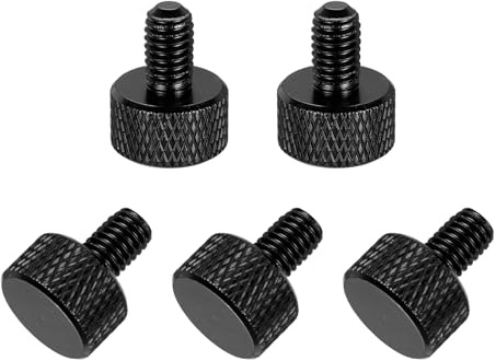 sourcing map 5 Pcs M5x10mm Flat Head Knurled Thumb Screws, Solid Aluminum Alloy Fully Threaded Thumbscrew Bolts Fasteners for PC Computer Cases Graphics Card, Black