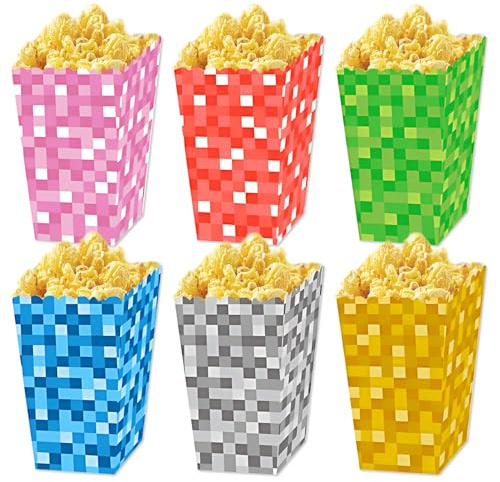 BACH AND BOUJEE 12 pezzi scatole popcorn tema pixel per feste compleanno confezioni regalo sacchetti regalo