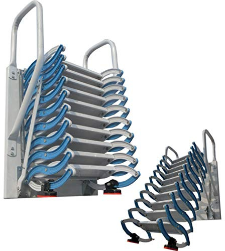 Escalera telescópica plegable ajustable con pasamanos para un fácil acceso al ático, diseño que ahorra espacio