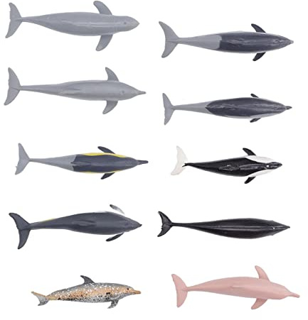 TOPINCN 10 Figuras Realistas de Delfines de Juguete para Niños Pequeños, Modelo de Delfín, Juguetes de Baño de Animales del Océano para Juegos de Niños, Figuras de Animales del Océano