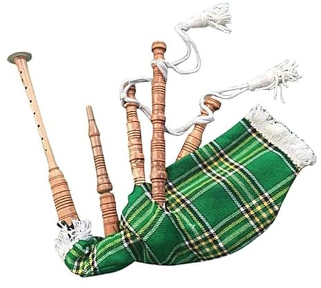 Kids Mini Bagpipes in Cocus Wood – Authentic Scottish Practice Pipes for Children | Lightweight Beginner Highland Bagpipes (Irish Green)
