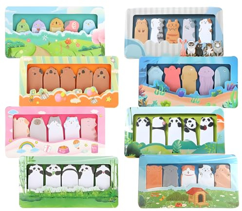 SoeUyd 40 Pièces Marque Page Adhesif, Annotation Livre Post It, Sticker Marque Page, 1200 Autocollants Représentant des Animaux de Dessins Animés, Des Posts It pour le Bureau, L'école et la Maison